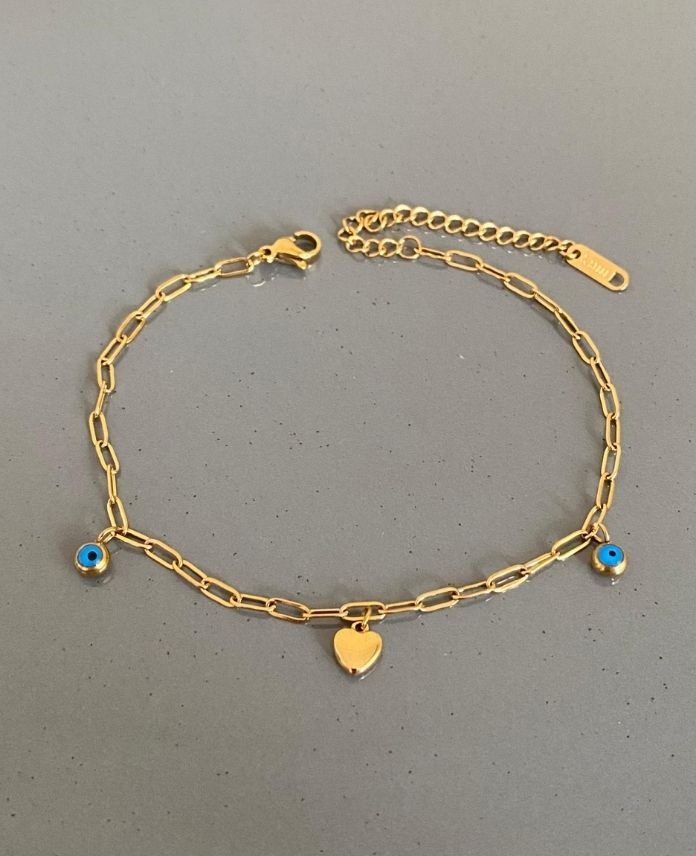 CHA2NAZARLIKORTASIDUZKALPG-1.jpg Çelik 2 Nazarlık Ortası Düz Kalp Halhal - Görsel 1