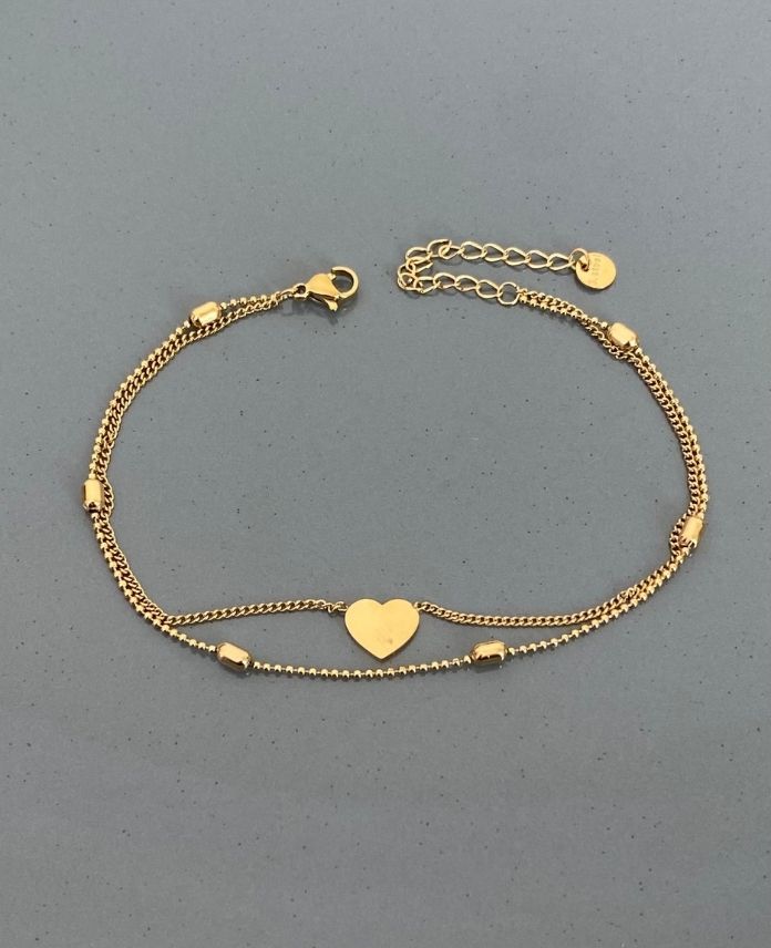 CHA2ZINCIRKALPLIDORIKAG-1.jpg Çelik 2 Zincir Kalp Dorika Halhal - Görsel 1