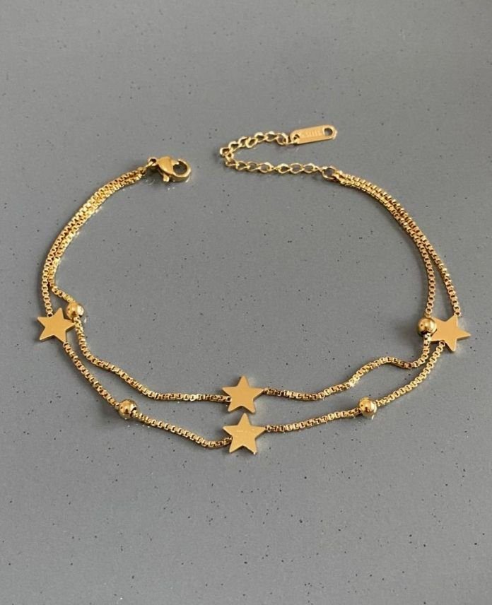 CHA2ZINCIRYILDIZG-1.jpg Çelik 2 Zincir Yıldız Halhal - Görsel 1