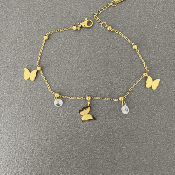 Çelik 3 Kelebek Simli Halhal