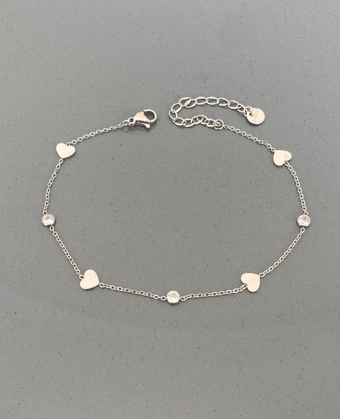 CHA5KALPTASLIS-1.jpg Çelik 5 Kalp Taşlı Halhal - Görsel 1