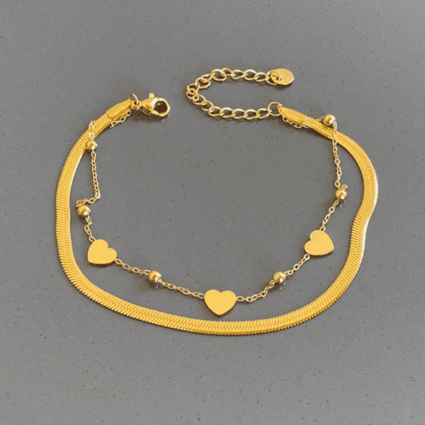 Çelik İtalyan Ve 3 Kalp Halhal