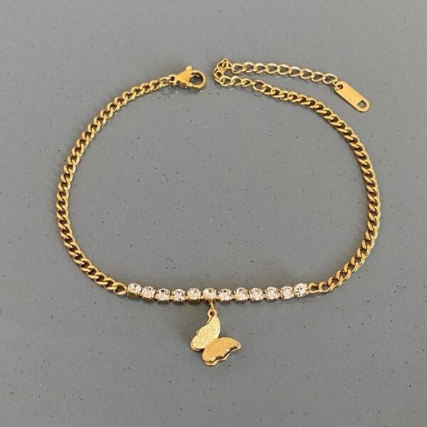 Çelik Suyolu Zincir Ucu Kelebek Halhal