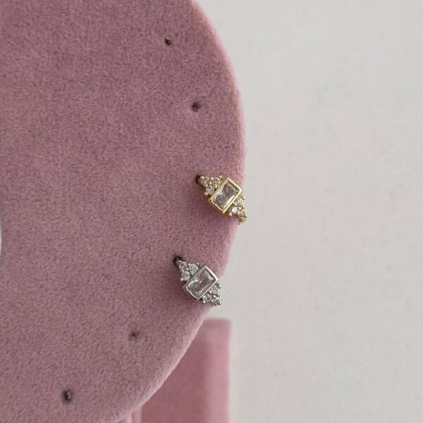 Çelik Düz Baget Taş Helix Piercing