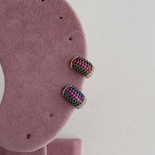 Çelik Kalı Sıra Taş Renkli Helix Piercing