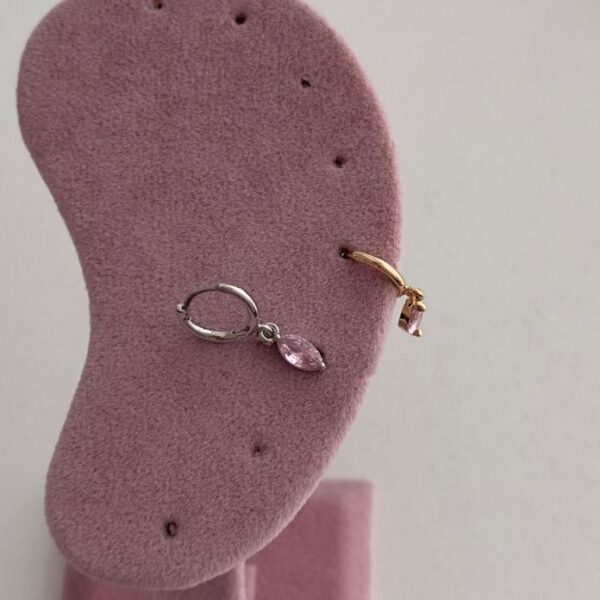 Çelik Sallantılı Pembe Taş Helix Piercing