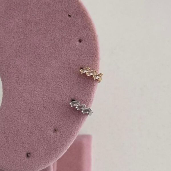 Çelik Üç Taş Helix Piercing