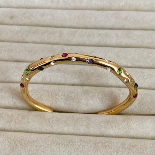 Çelik Açık Dağınık Renkli Taşlı Kelepçe