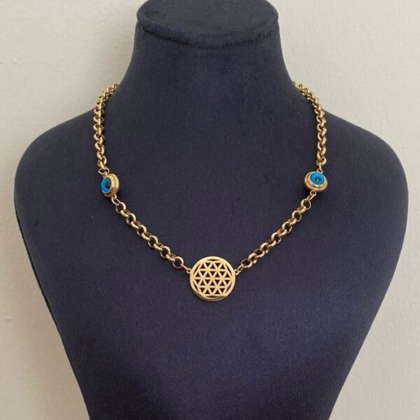 Çelik Nazar Boncuklu Yaşam Ağacı Kolye