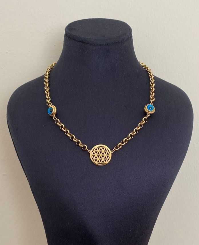 CKO2NAZARLIKLIYASAMCICEGIG-1.jpg Çelik Nazar Boncuklu Yaşam Ağacı Kolye - Görsel 1