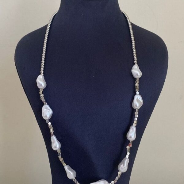 Çelik İncili Büyük 60Cm Kolye