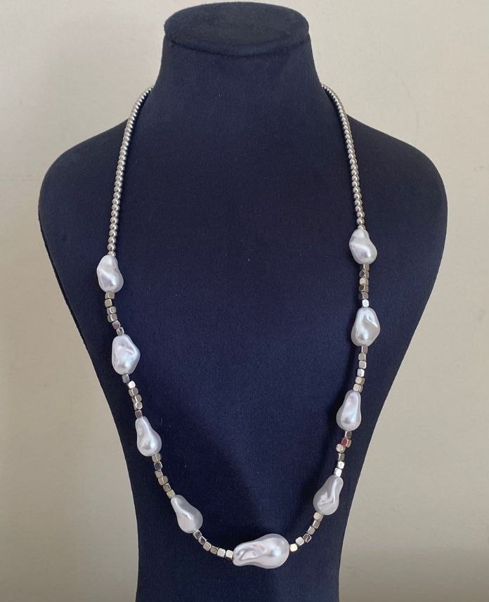 CKO60CMINCILIBUYUKS-1.jpg Çelik İncili Büyük 60Cm Kolye - Görsel 1