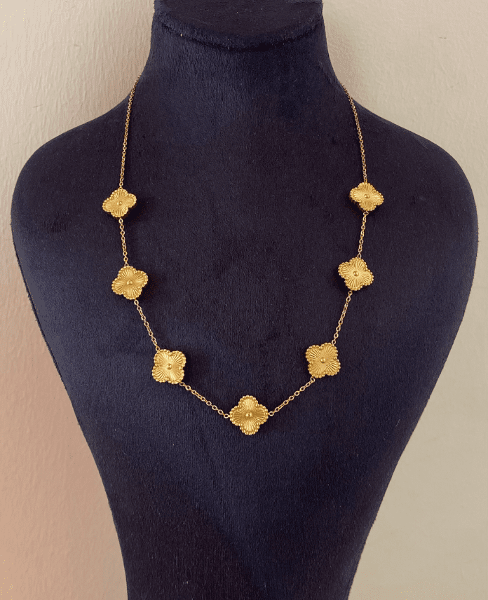 CKO7YONCAG.png Çelik 7 li Altın Yonca Kolye - Görsel 1