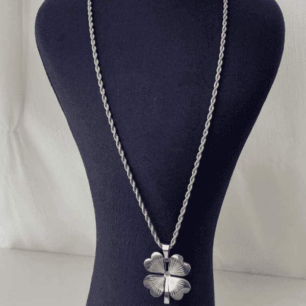 Çelik Yonca Burgu 60cm Silver Kolye