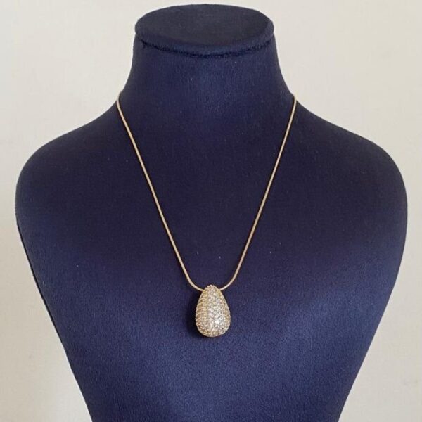 Çelik Damla Küçük Taş Kolye