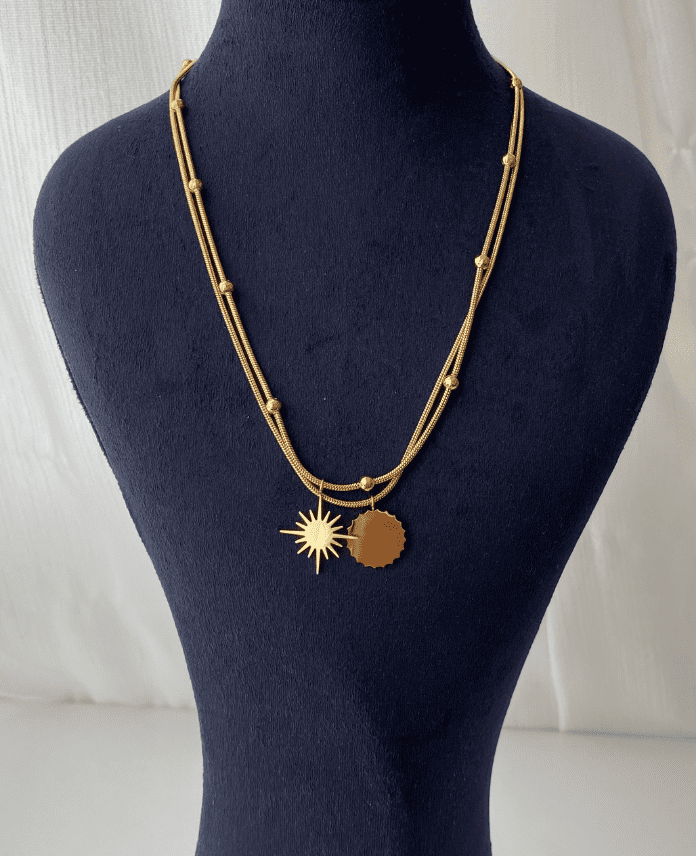 CKODORIKAIKILIYILDIZLIG.png Çelik Dorika İkili Güneş Yıldız Kolye - Görsel 1