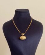 Çelik Elips Desenli Bombe Kolye