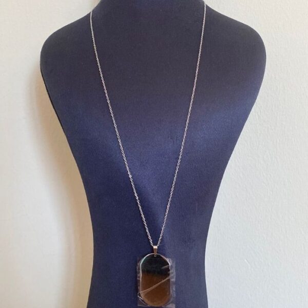 çelik elips plaka ince zincir silver kolye