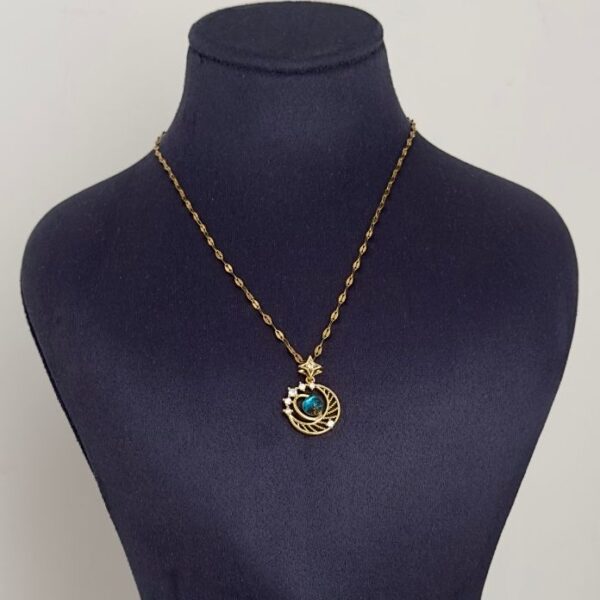 Çelik Gezegen Yuvarlak Taşlı Kolye