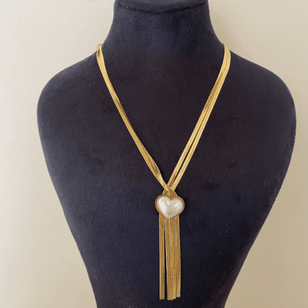 Çelik İtalyan Kalpli Sarkık Kolye