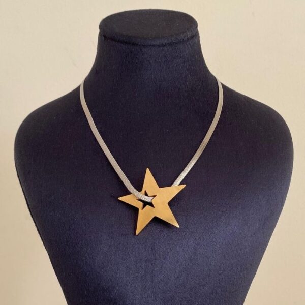 Çelik İtalyan Yıldız İçten Geçme Kolye