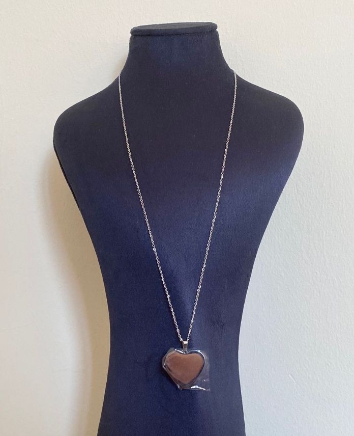 CKOKALPPLAKAINCEZINCIRS-2.jpg çelik kalp plaka ince zincir silver kolye - Görsel 1