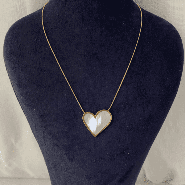 Çelik Kalp Plaka Sedefli Kolye