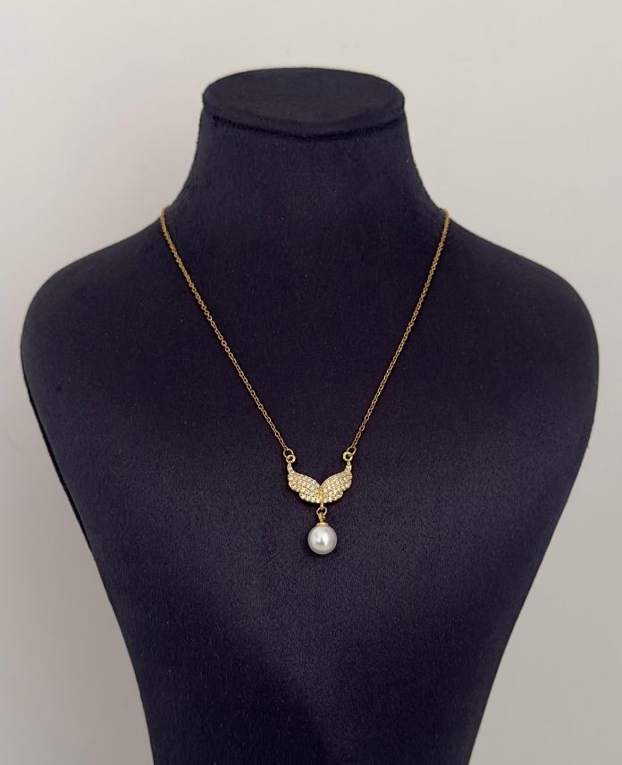 CKOKANATUCUINCI2G-1.jpg Çelik Kanat Ucu İnci Kolye - Görsel 1