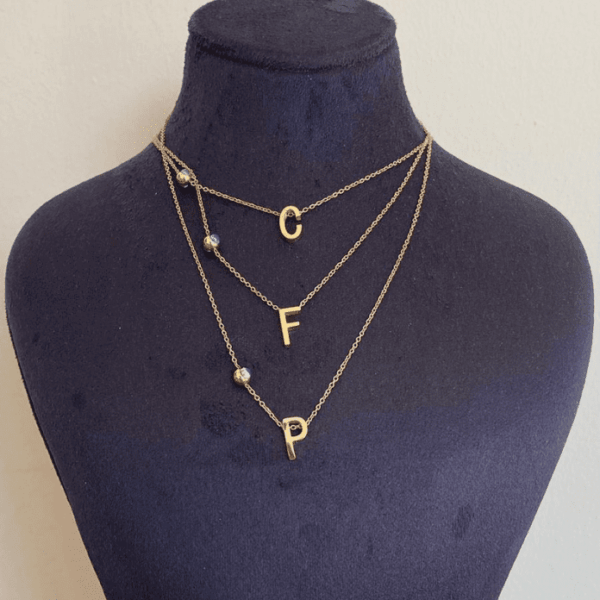 Çelik Küçük Nazarlıklı Harf Kolye