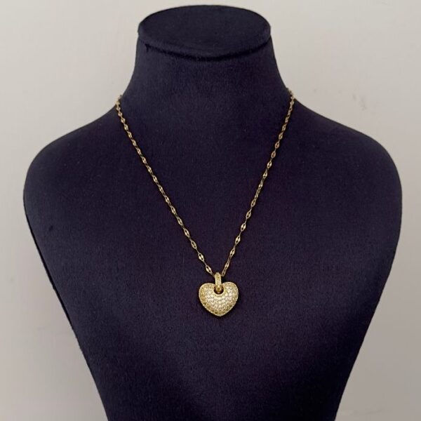 Çelik Parlak Zincir Kalp Geçme Full Kolye