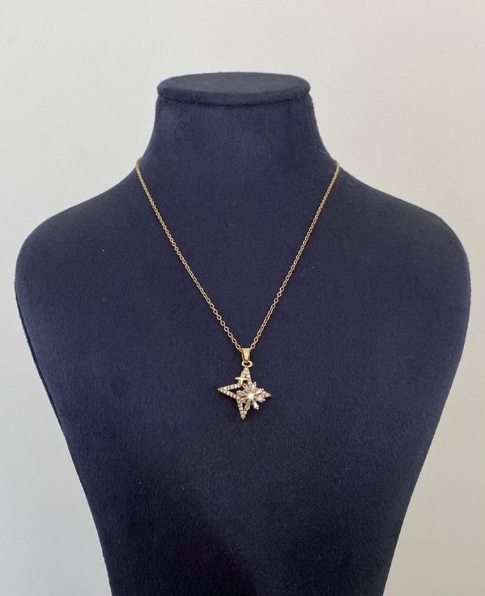 CKOYILDIZDONENG-1.jpg Çelik Yıldız Dönen Kolye - Görsel 1