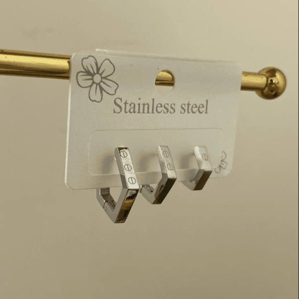 Çelik 3 Lü Beşgen Küpe