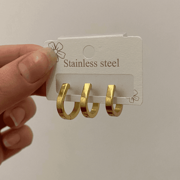 Çelik 3lü Elips Küpe