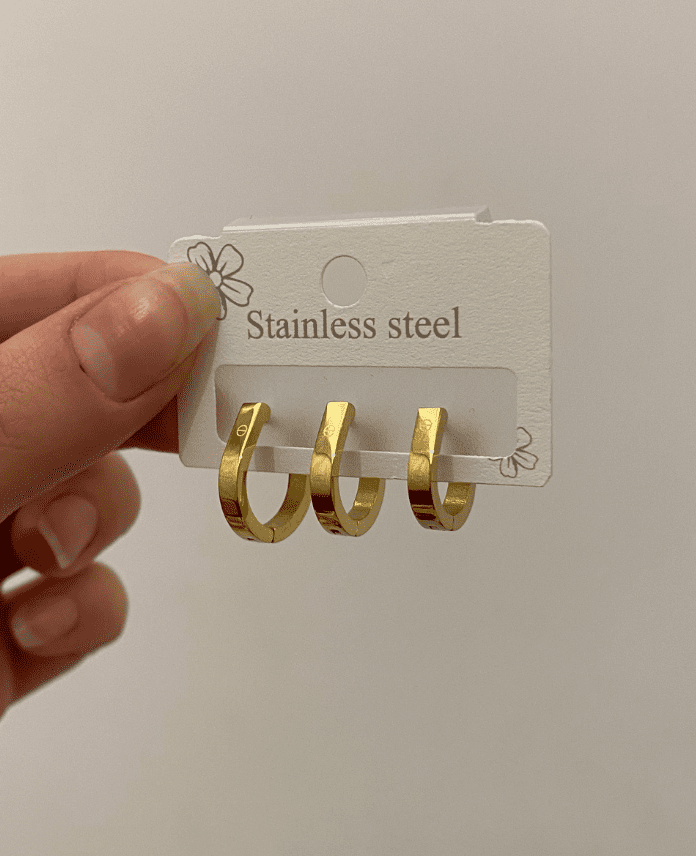 CKU3LUELIPSG.png Çelik 3lü Elips Küpe - Görsel 1