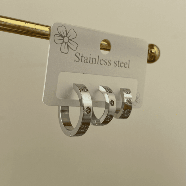 Çelik 3 Lü Taşlı Crt Küpe