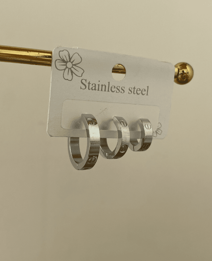 CKU3LUTASSIZCRTS.png Çelik 3 Lü Taşsız Crt Küpe - Görsel 1