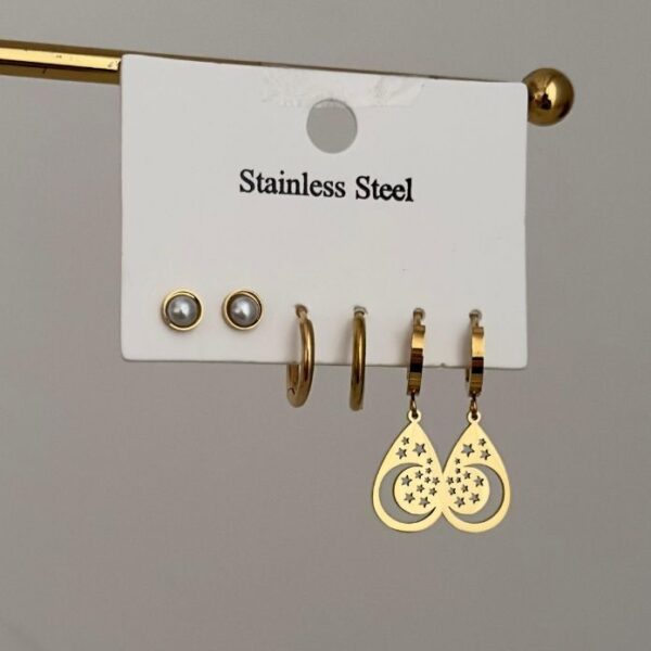 Çelik 6 Lı Etnik Damla Desen İnci