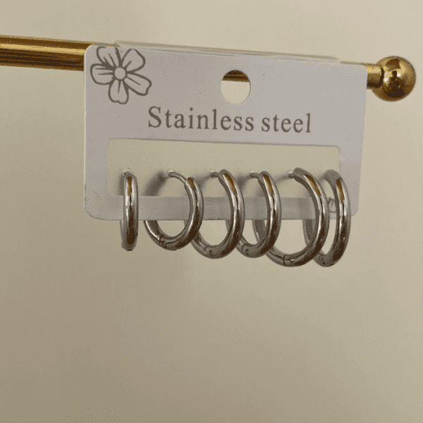 Çelik 6 Lı İnce Halka Küpe