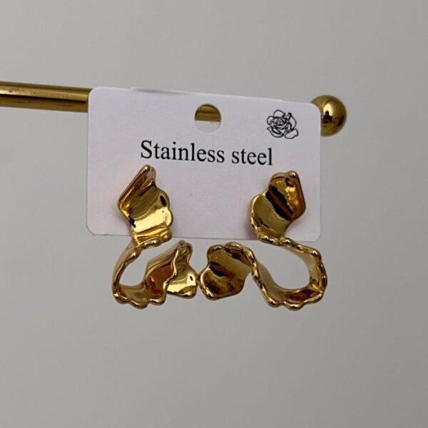 Çelik Midye Dalga Eğimli Küpe