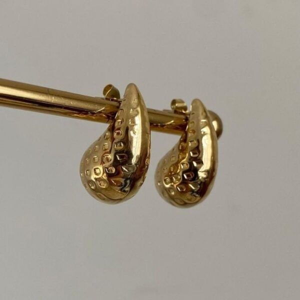 Çelik Benekli Damla Küpe