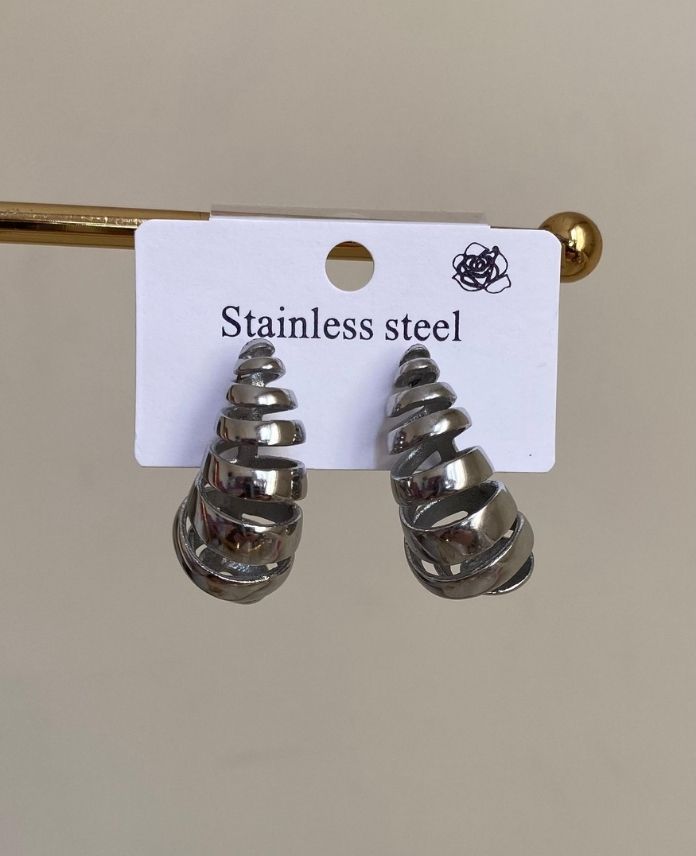 CKUDAMLABOSLUKLUS-1.jpg Çelik Damla Boşluklu Küpe - Görsel 1