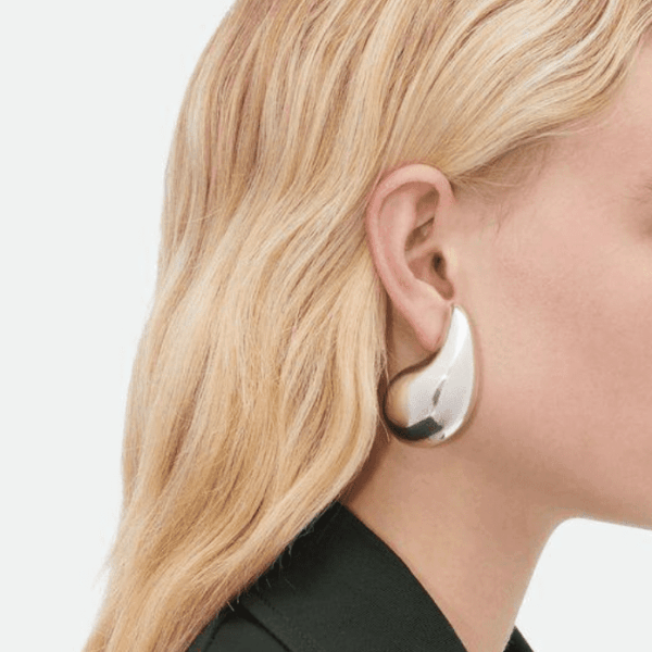 Çelik Damla Büyük 3cm Küpe