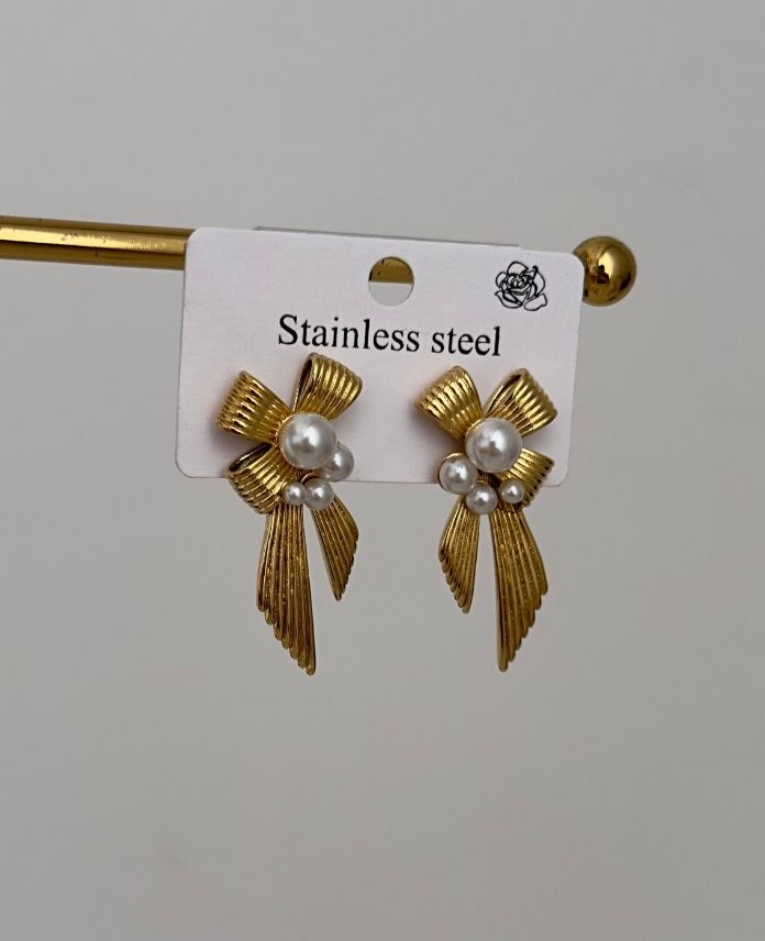 CKUDORTLUKURDELE4INCIG-1.jpg Çelik Kurdele İnci Küpe - Görsel 1