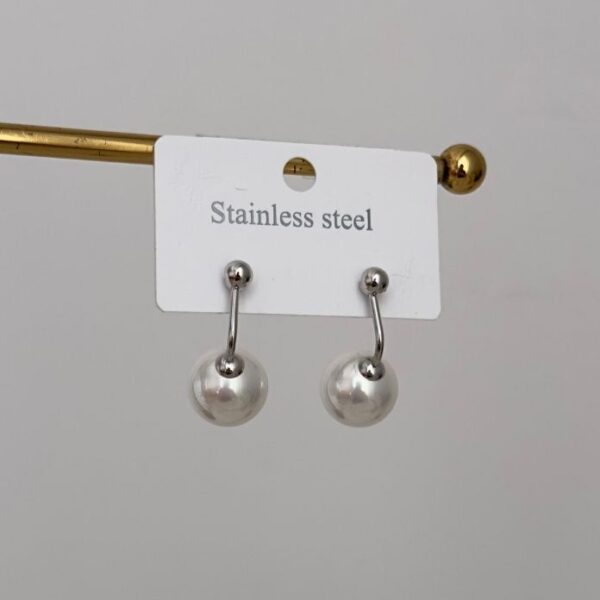 Çelik Eğimli İnci Sallantılı Küpe