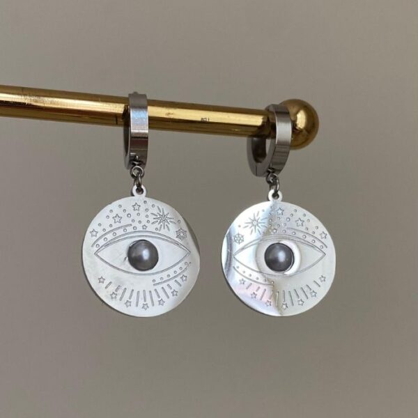 Çelik Göz Ortası Yuvarlak Plaka Küpe