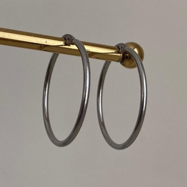 Çelik Halka35Mm Silver Küpe