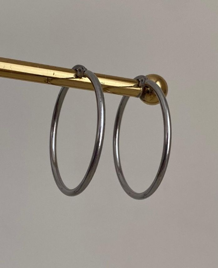 CKUHALKA45MMS-1.jpg Çelik Halka35Mm Silver Küpe - Görsel 1