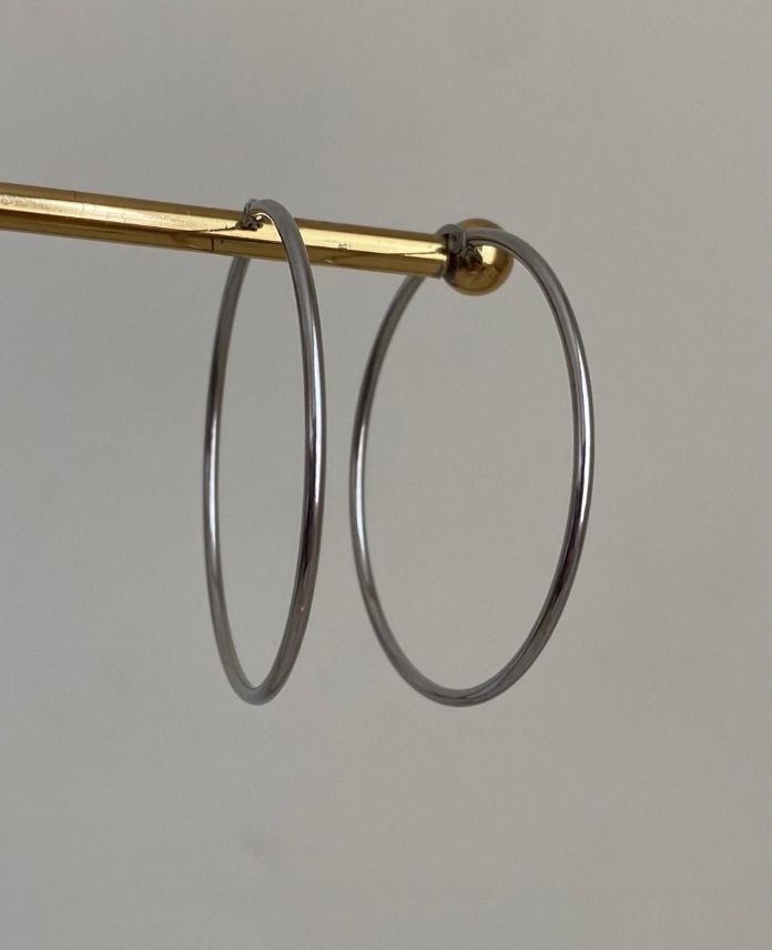 CKUHALKA55MMS-1.jpg Çelik Halka 55Mm Silver Küpe - Görsel 1