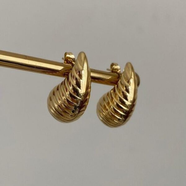 Çelik Çizgili Küçük Damla Küpe