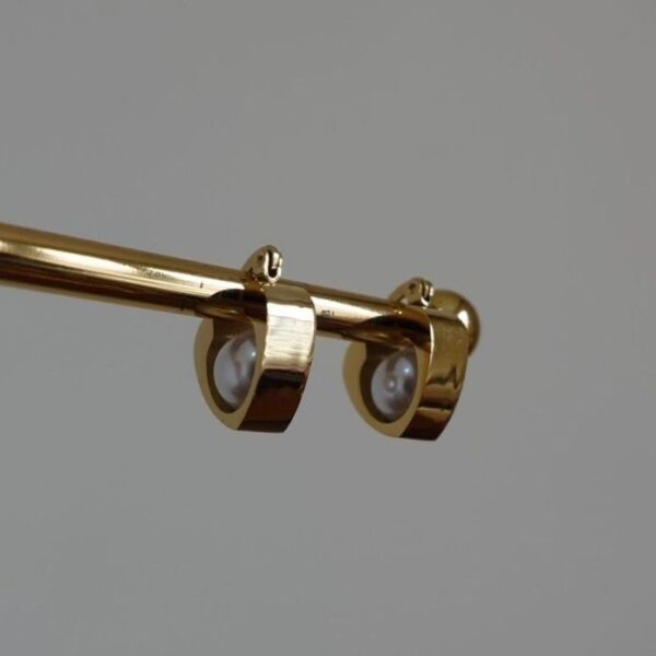 Çelik Küçük Tek İnci Kalp Küpe